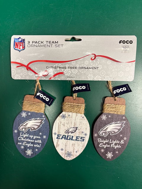 Eagles Bulb Ornament Set of 3