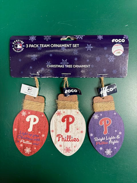 Phillies Bulb Ornament Set of 3