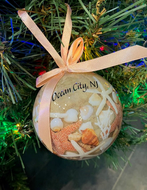 Beach Walk Shells Ball Ornament