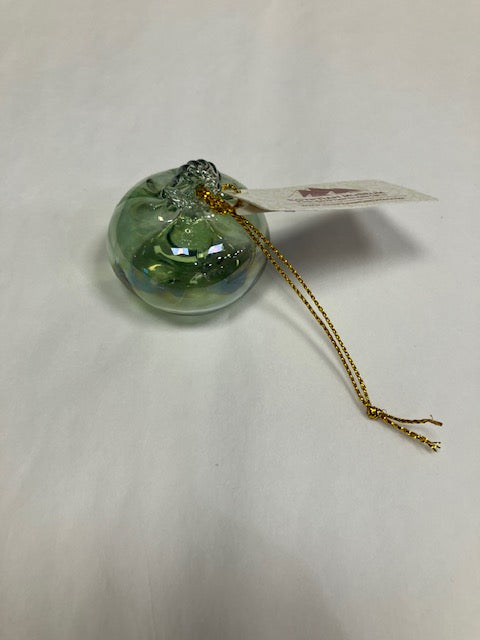 Green Glass Mini Pumpkin Ornament