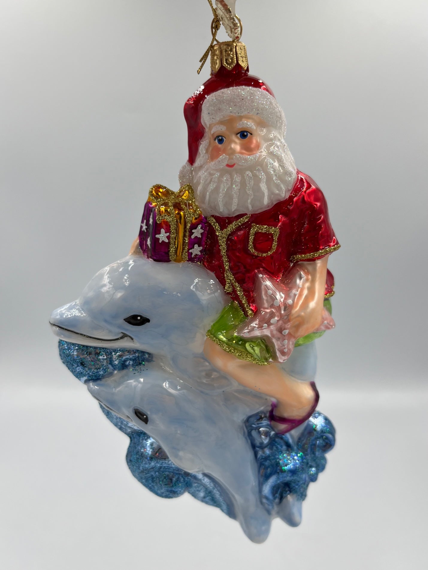 Dolphins Give Santa A Lift Ornament