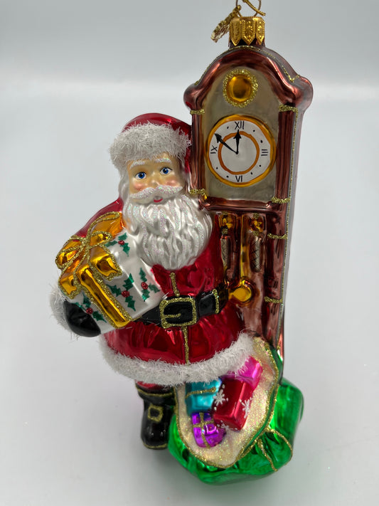 Santa By Grandfather Clock Ornament