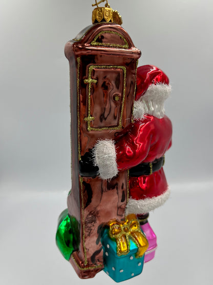 Santa By Grandfather Clock Ornament