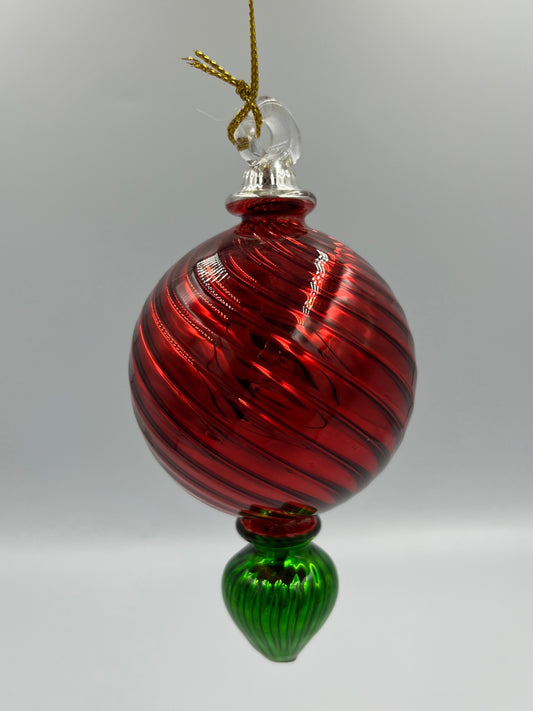 Shiny Cute Red Ball Green Drop Egyptian Glass Ornament