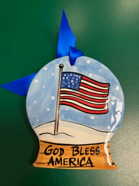 Snow Globe Flag Ornament