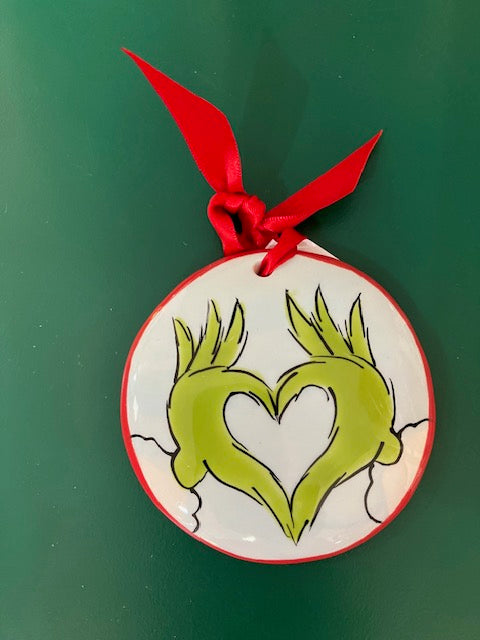 Grinch Heart Hands Ornament