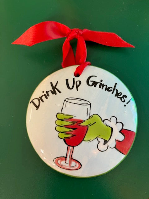 Drink up Grinches Wine Ornament