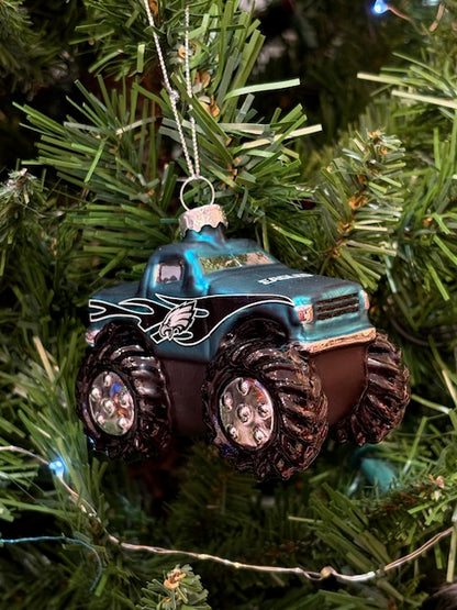 Eagles Glass Monster Truck Ornament