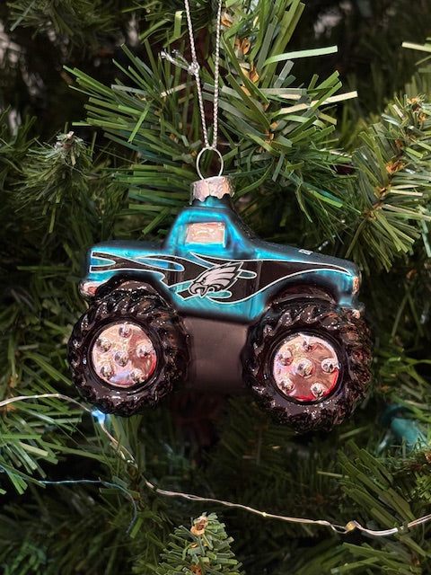 Eagles Glass Monster Truck Ornament