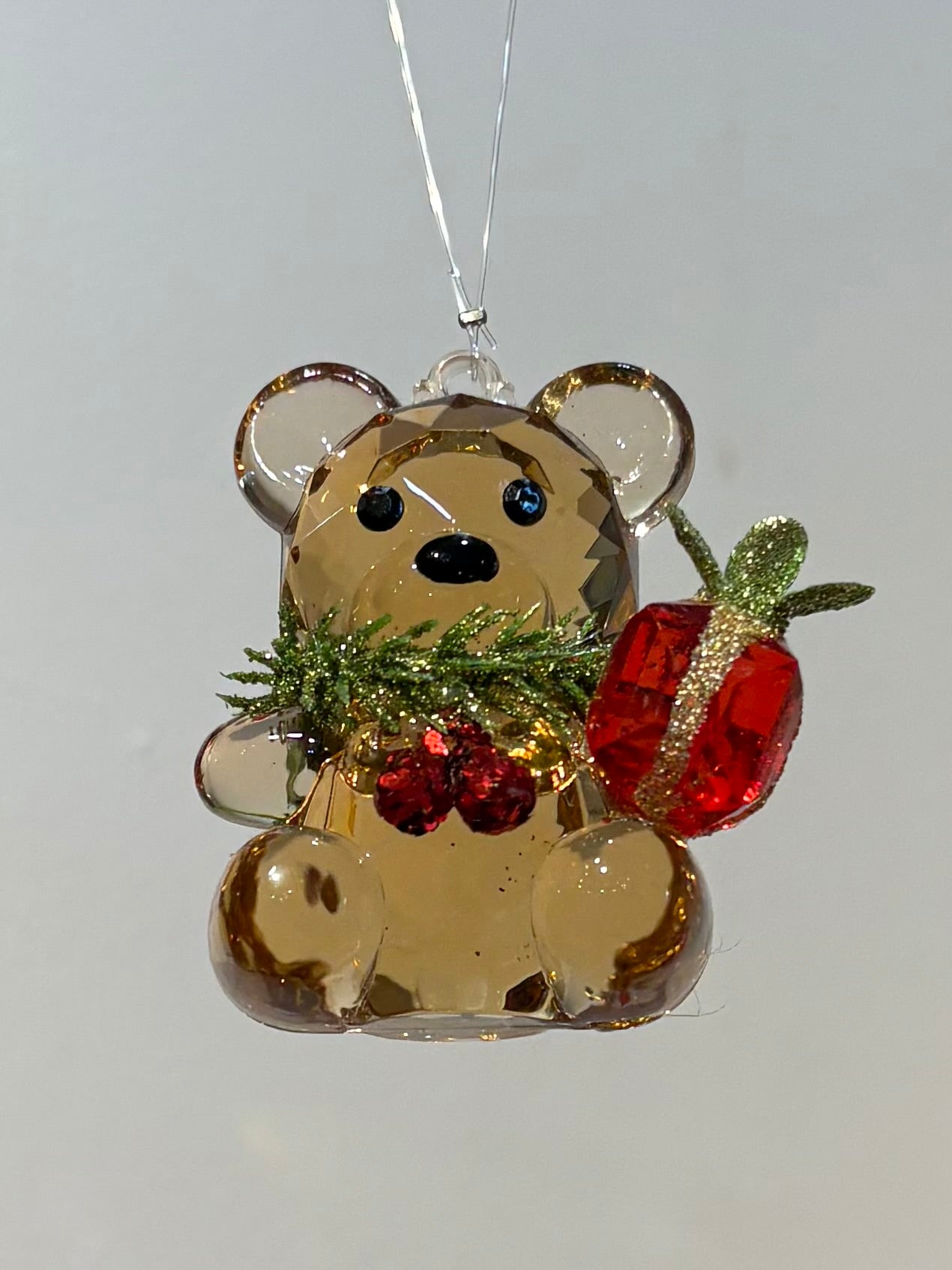 Teeny Holiday Brown Teddy Ornament