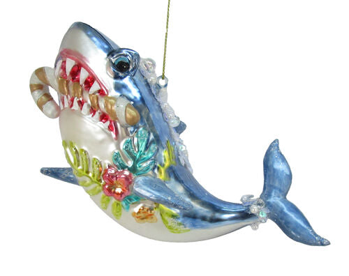 Shark With Candy Cane Ornament