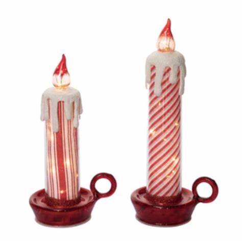 Lit Striped Glass Candle