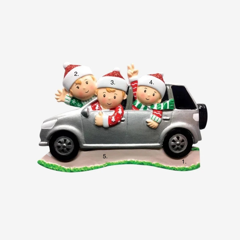 SUV Family of 3 Ornament