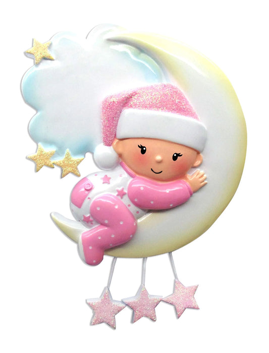 Baby Girl on Moon Ornament