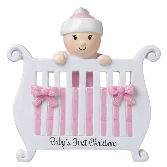 Baby in Crib - Pink Ornament