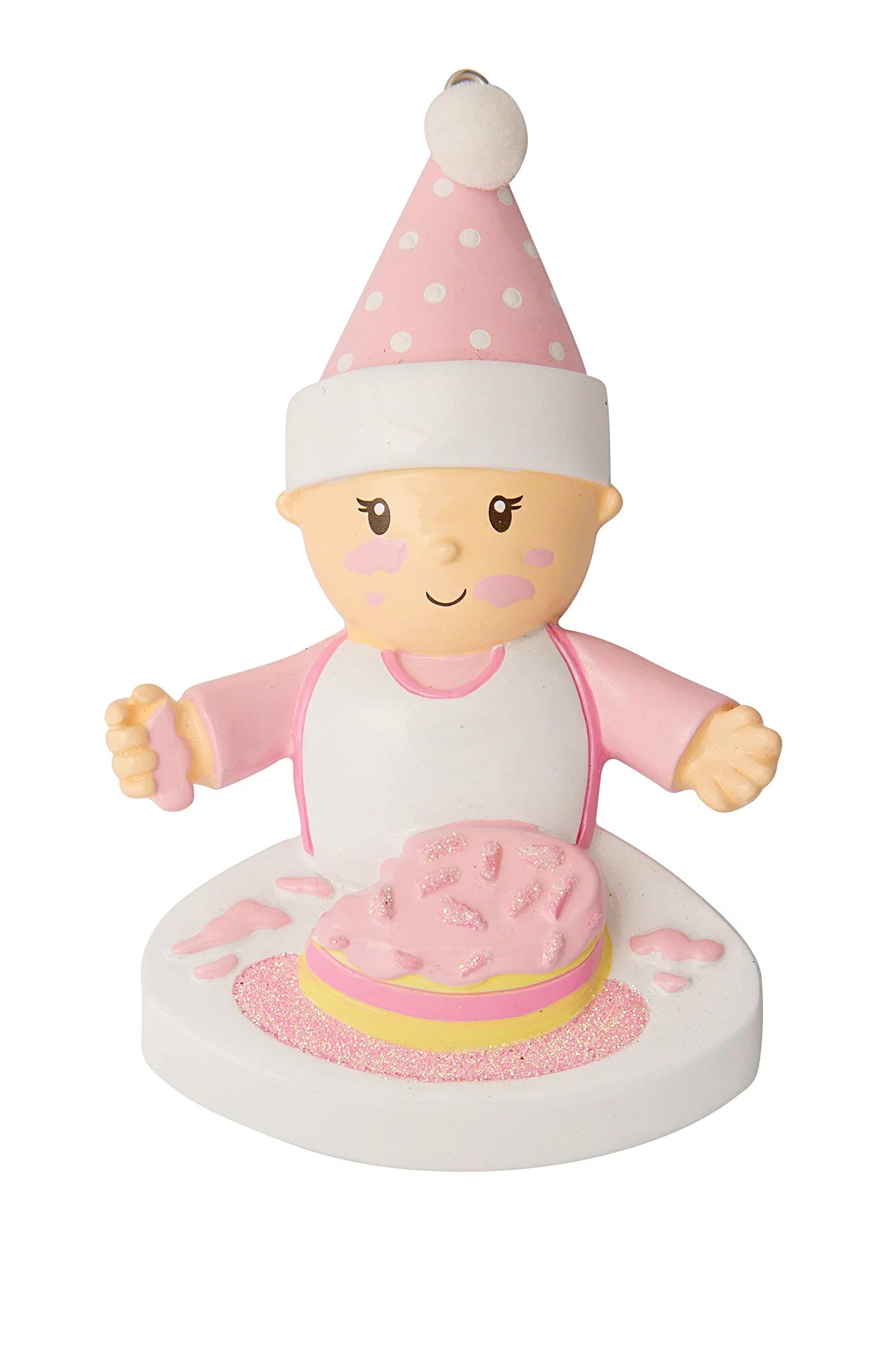 Baby w/ Cake on Face - Pink Ornament