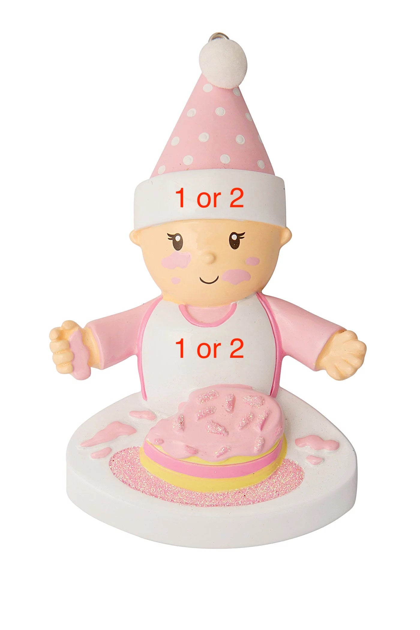Baby w/ Cake on Face - Pink Ornament
