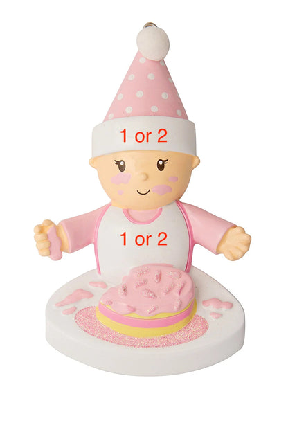 Baby w/ Cake on Face - Pink Ornament