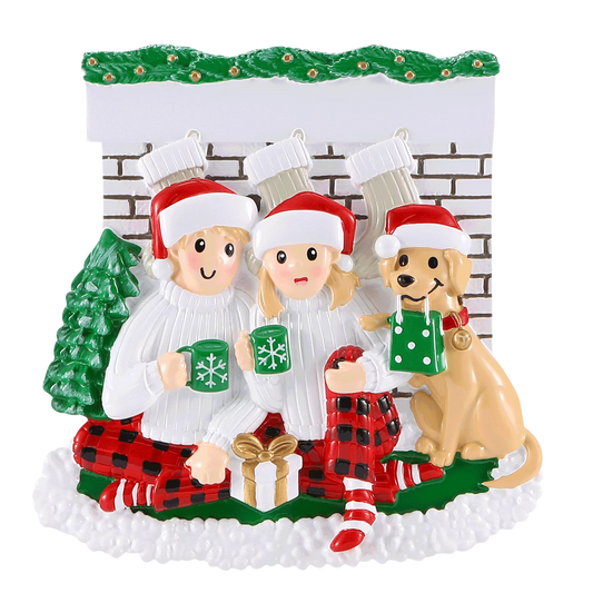 Fireplace Family of 2 Ornament