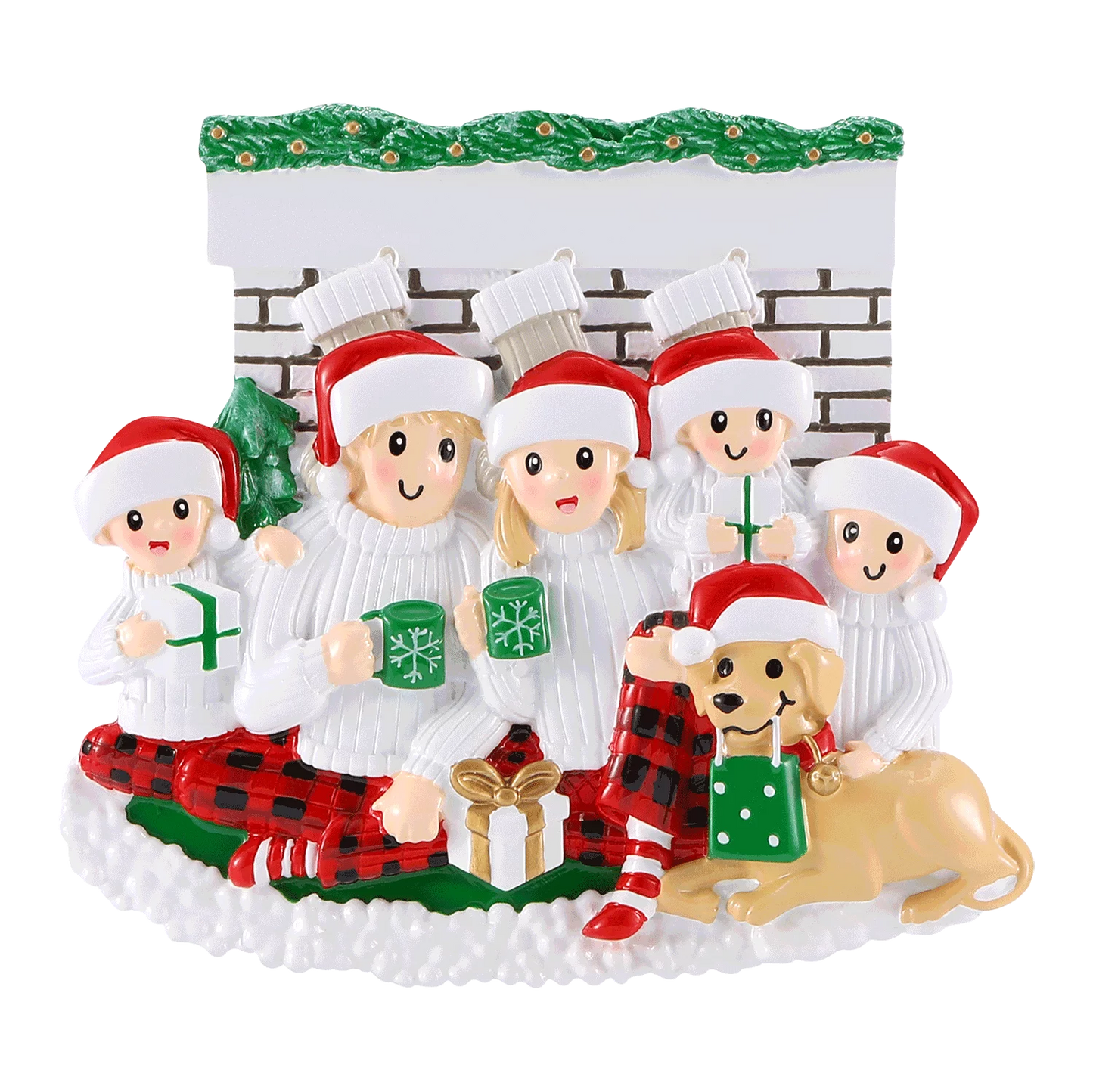 Fireplace Family of 5 Ornament