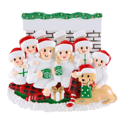 Fireplace Family of 6 Ornament