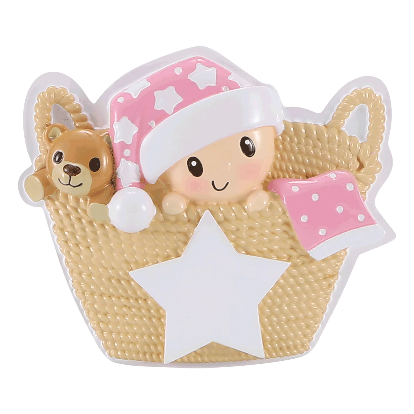 Baby in Basket - Pink Ornament