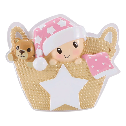 Baby in Basket - Pink Ornament