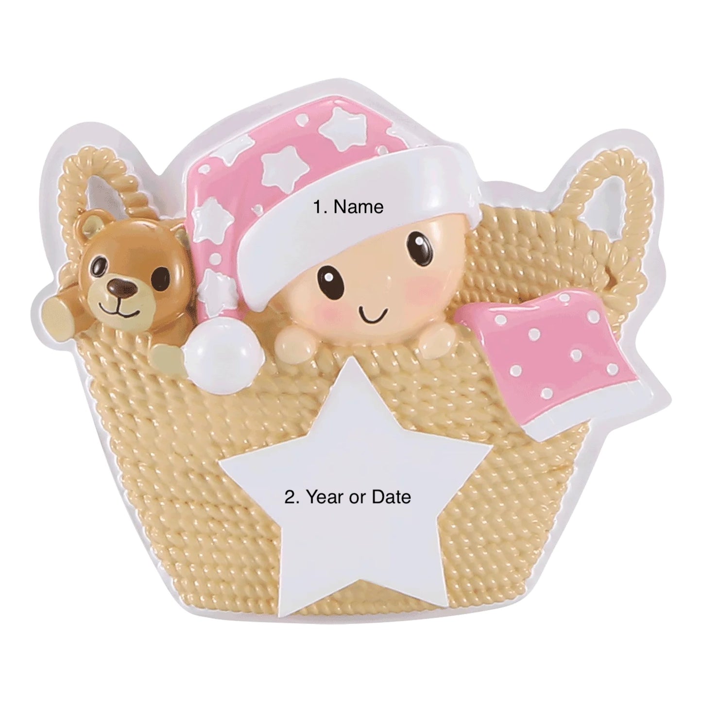 Baby in Basket - Pink Ornament
