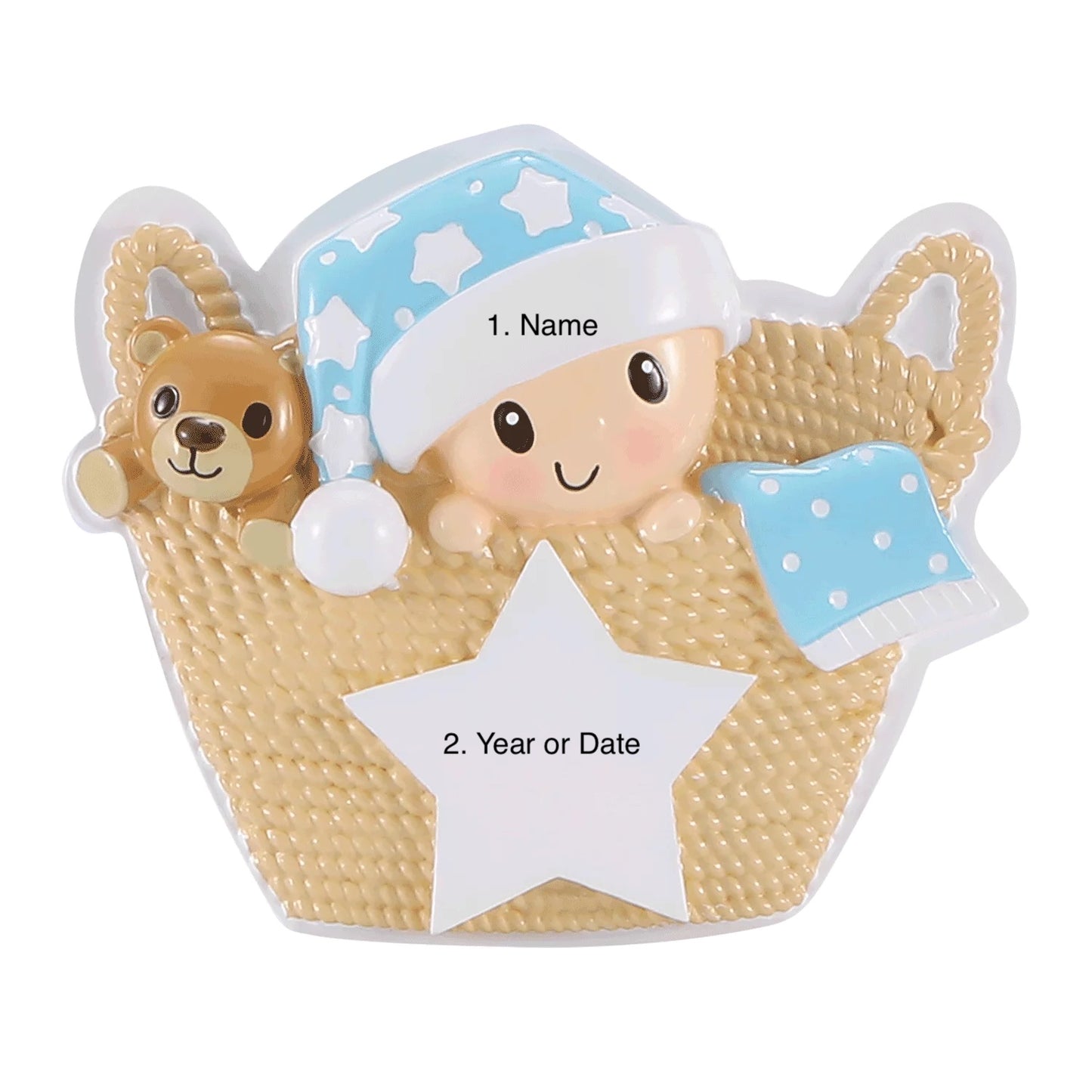 Baby in Basket - Blue Ornament