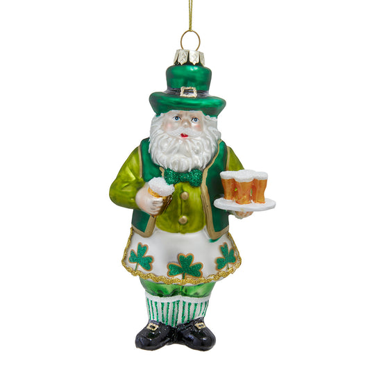 Santa Shamrock & Beer Glass Ornament