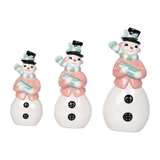 Pastel Snowman Figurine