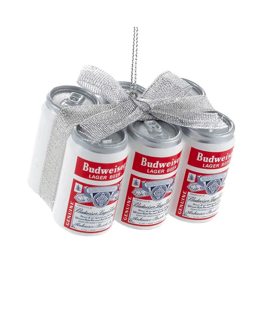 Budweiser Vintage Can 6-Pack With Bow Ornament