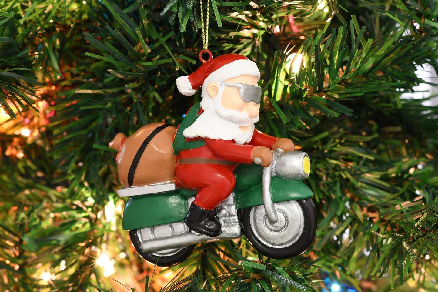 Biker Santa Ornament