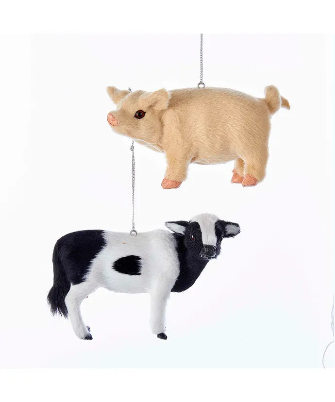 Plastic Plush Pig/Cow Ornament