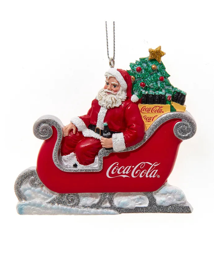 Coke Santa In Sleigh Ornament