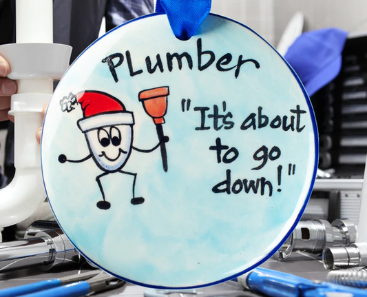 Plumber About To Go Down Ornament