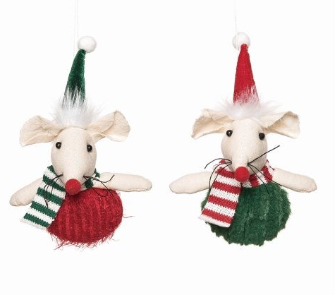 Plush Mouse With Hat Ornament