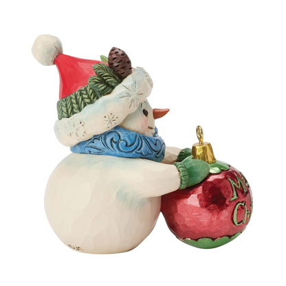 Mini Snowman Holding Ball Figurine
