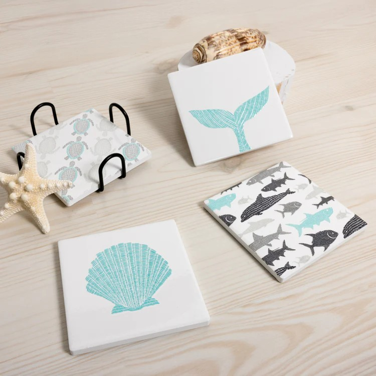 Beach Ceramic Coaster Set