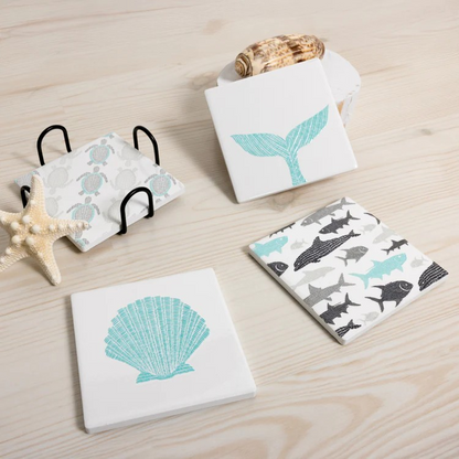Beach Ceramic Coaster Set