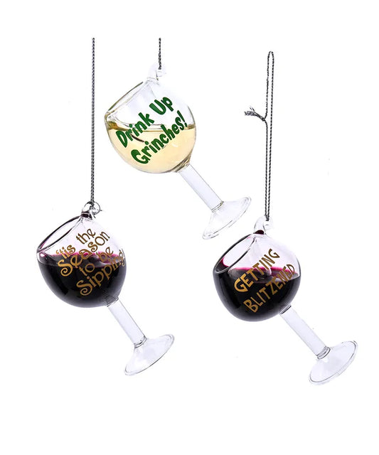 Wine Glass With Saying Glass Ornament