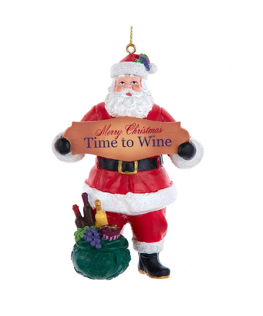 Time To Wine Santa Ornament