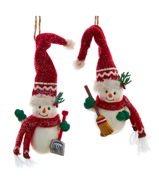Red Knit Hat Snowman Ornament