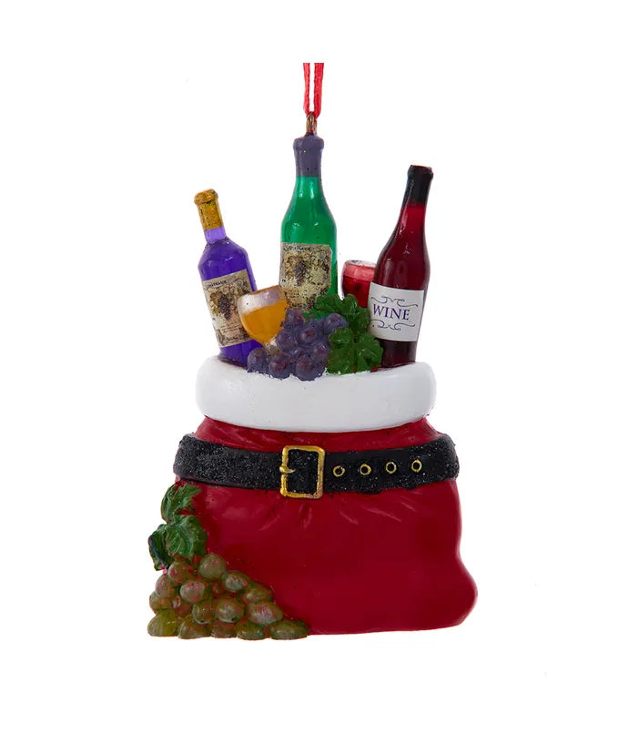 Santa Bag With Wine Bottles Ornament