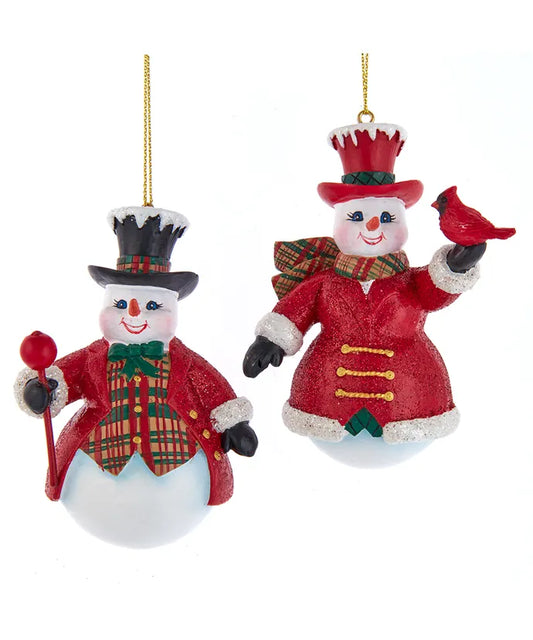 Red Plaid Snowman Ornament