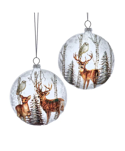 Frosted Glass Deer Disc Ornament