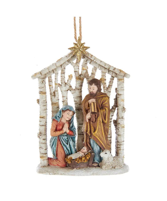 Nativity Family With Lamb Ornament