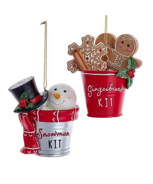 Snowman In Pail or Gingerbread In Pail Ornament