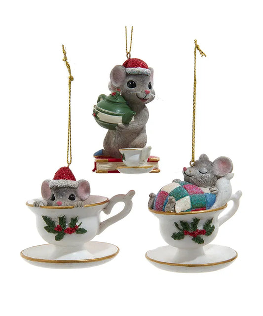 Traditional Mouse With Teacup Ornament