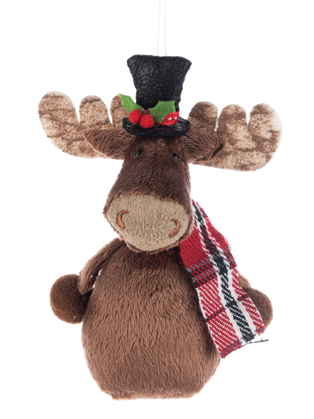 Moose W/ Top Hat Stuffed Ornament